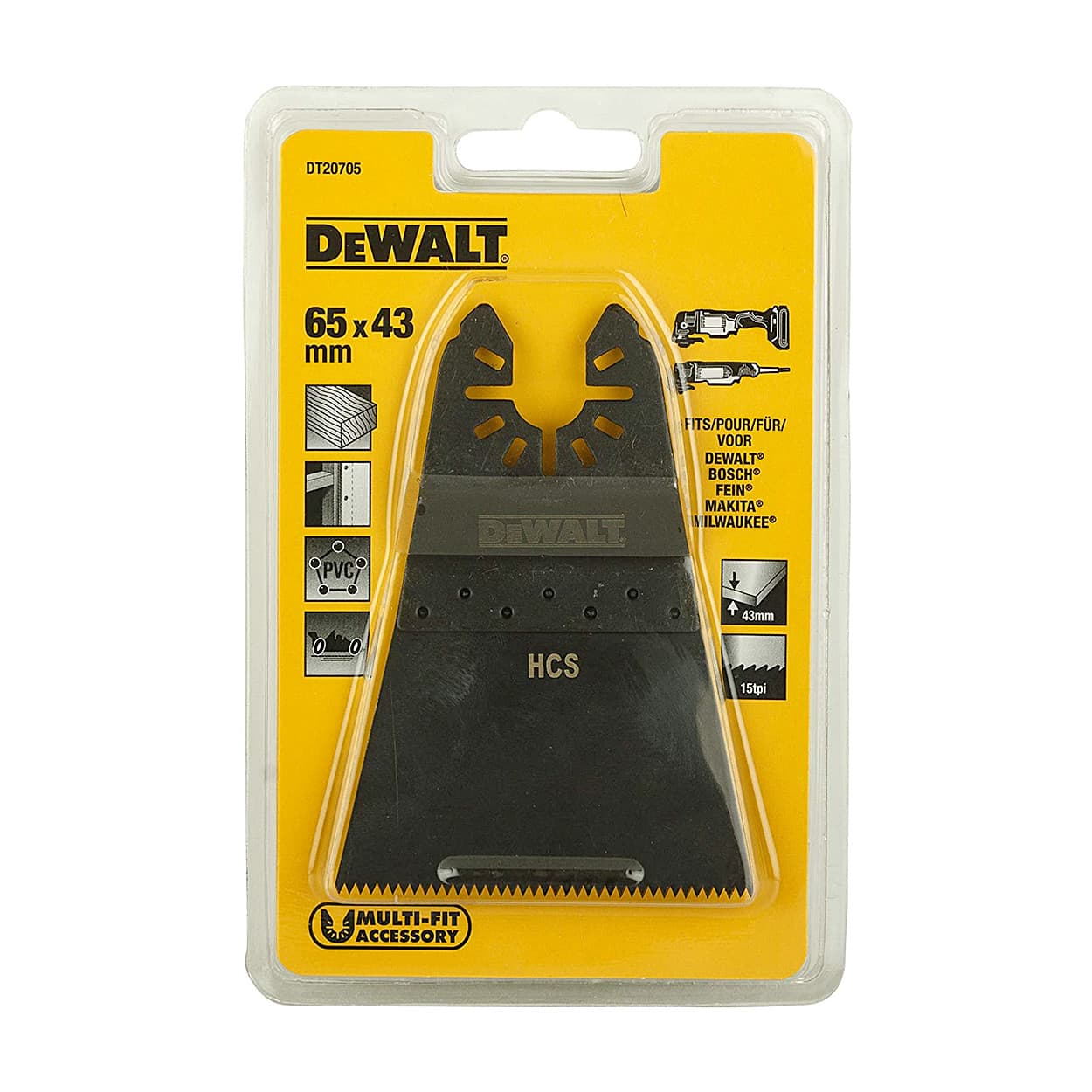 Dewalt 65 x 43 mm Oscillating Wide Fastcut Wood Blade, DT20705-QZ