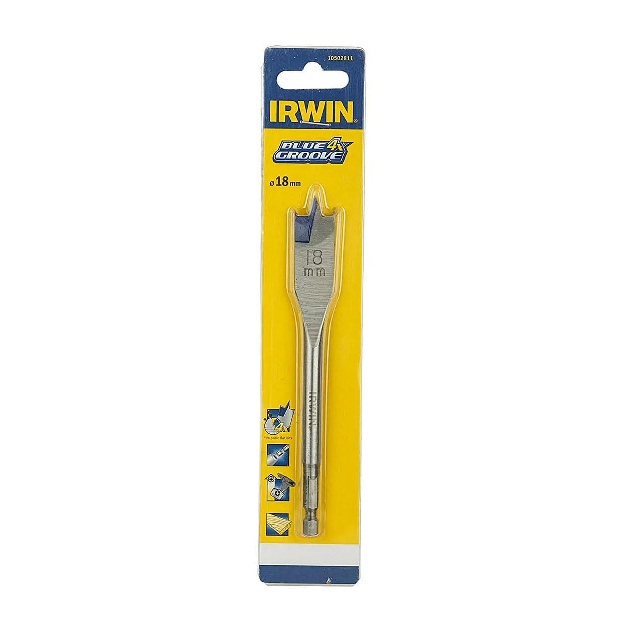 Irwin 18 mm Selfcut Blue Groove Wooden Flat Bits, 10502811