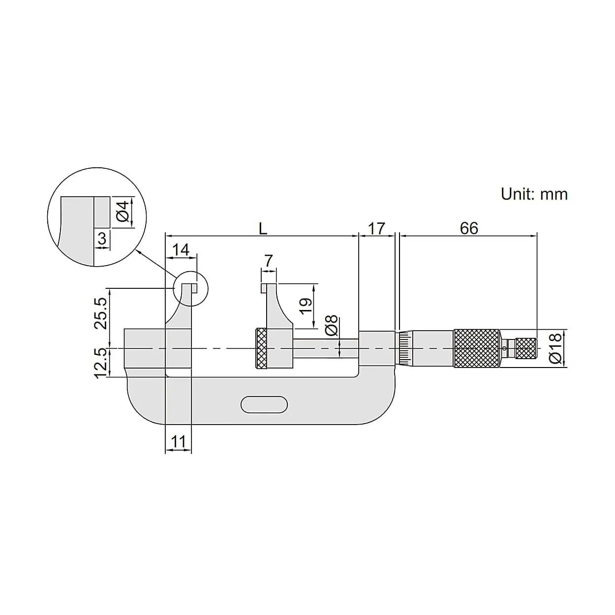 Insize 0 - 25 mm Caliper Type Micrometer, 3238-25