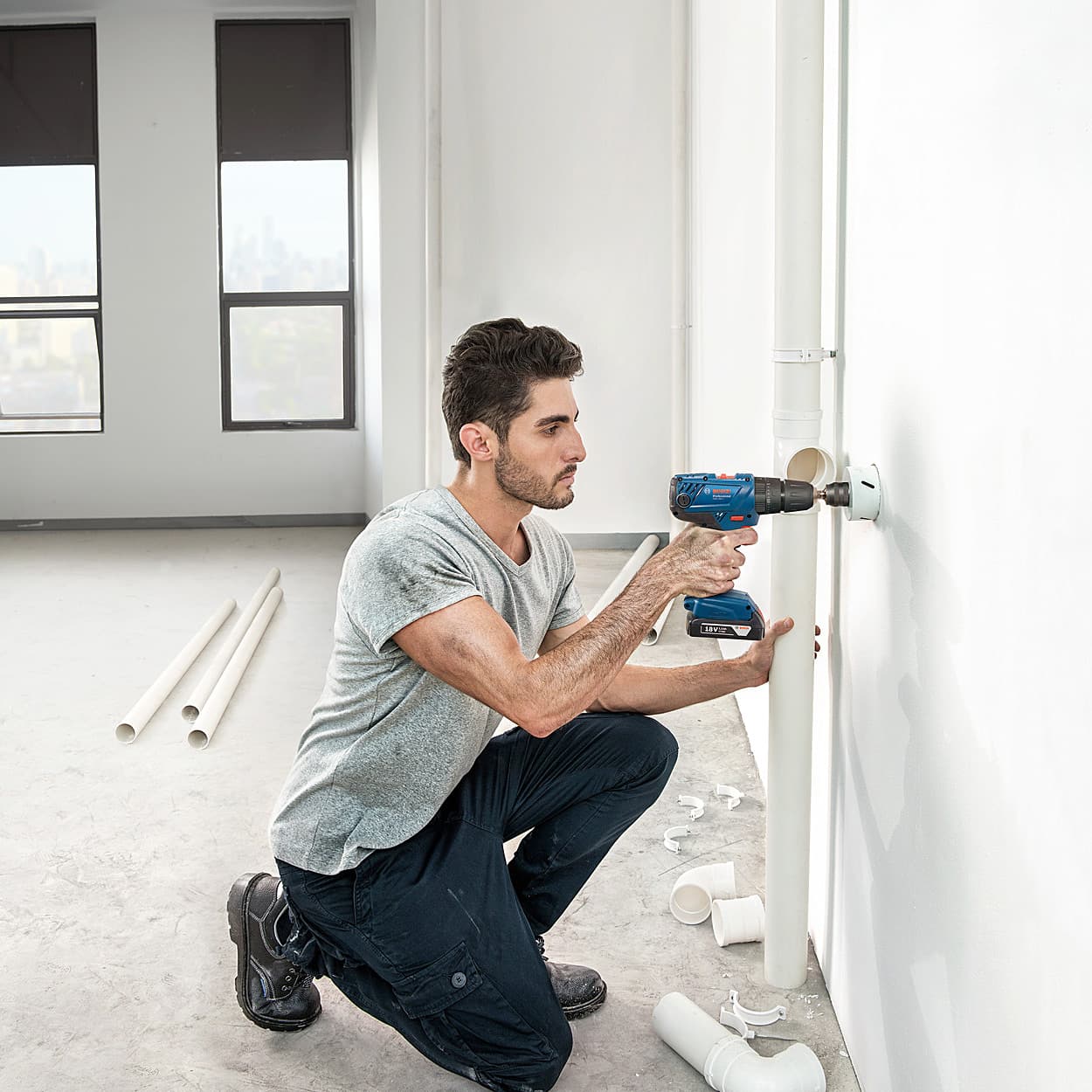 Bosch 18V Lithium-ion Professional Combi Impact Drill (Cordless), GSB 180-LI