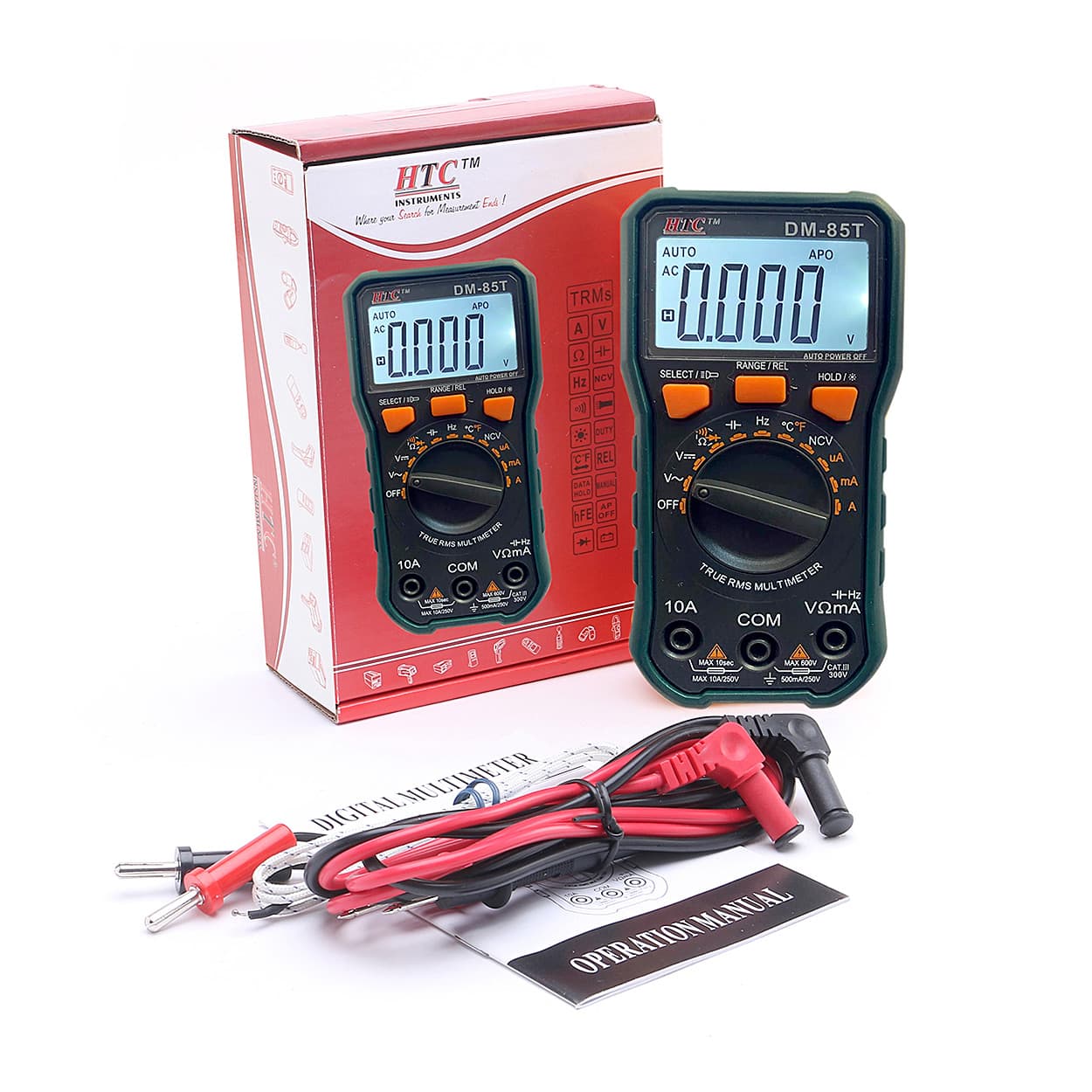 HTC 3-5/6 Digit / 6000 Count True RMS Digital Multimeter With Backlight & Torch Function, DM-85T