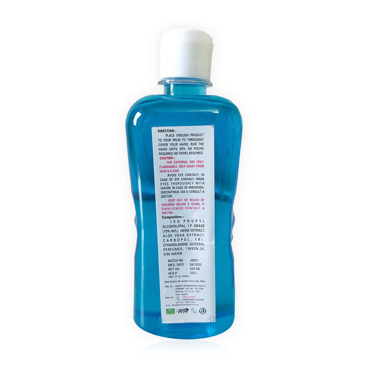 Vibhu's 500 ml Antibacterial Liquid Hand Sanitizer with Lemon Extract