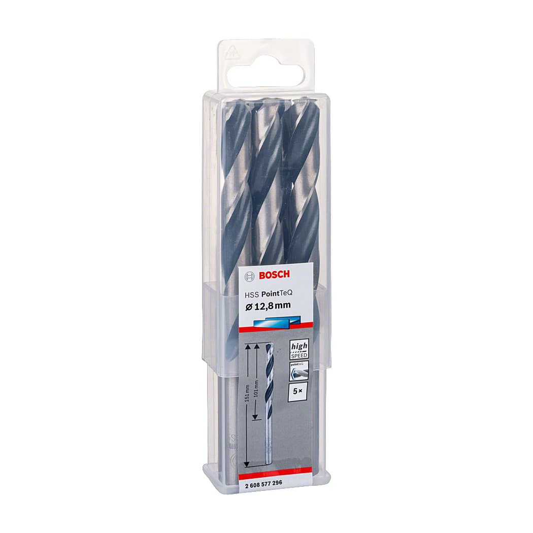 Bosch 12.80 mm HSS Metal Drill Bits PointTeQ Range (Pack of 5 Pcs), 2 608 577 296