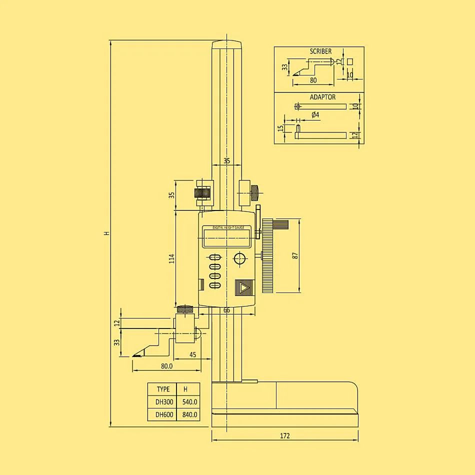 Baker 1000 mm / 40 inch Digital Height Gauge, DH1000