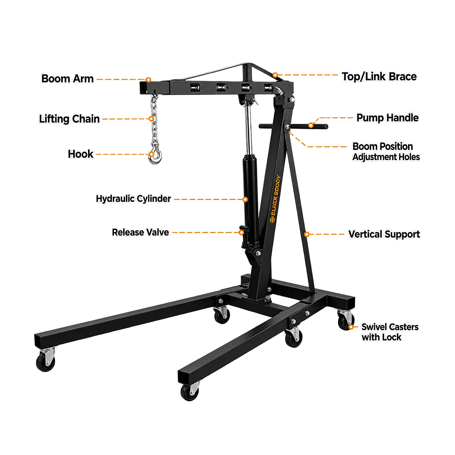 Blackbuddy 2 Ton Hydraulic Engine Crane, BBEC2001