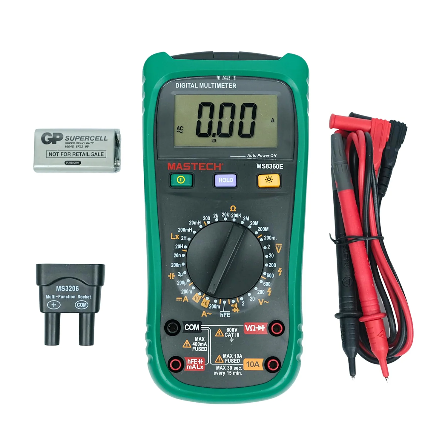 Mastech 2000 Count / 600V AC/DC Non-Contact Voltage Digital Multimeter, MS8360E