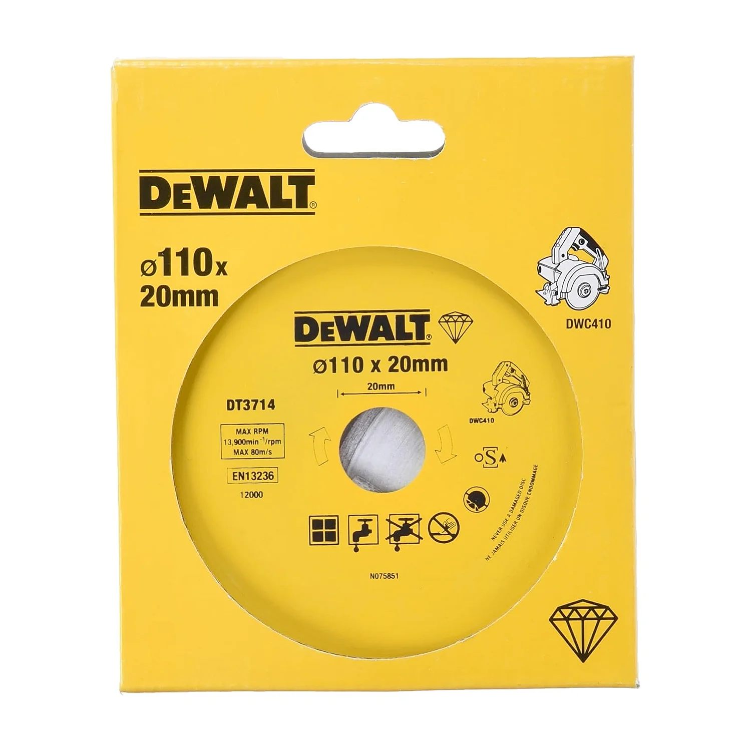 Dewalt 110 mm / 4 inch Diamond Tile Cutting Blade, DT3714-QZ