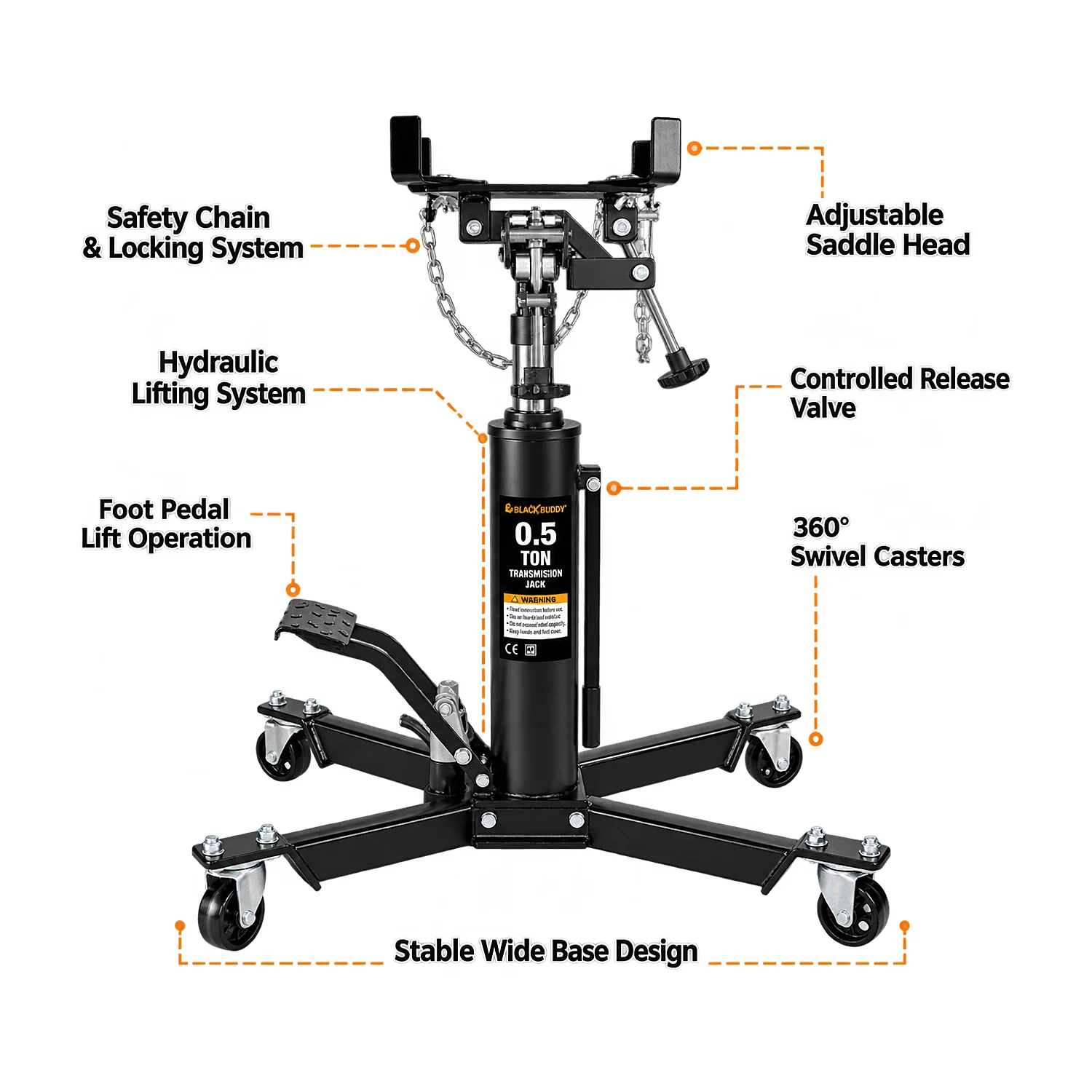 Blackbuddy 0.5 Ton Transmission Jack, BBTJ0501