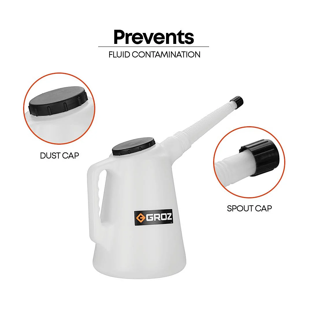 Groz 8 Ltr Plastic Flexible Spout Measure (High Density), MSR/P/F-8