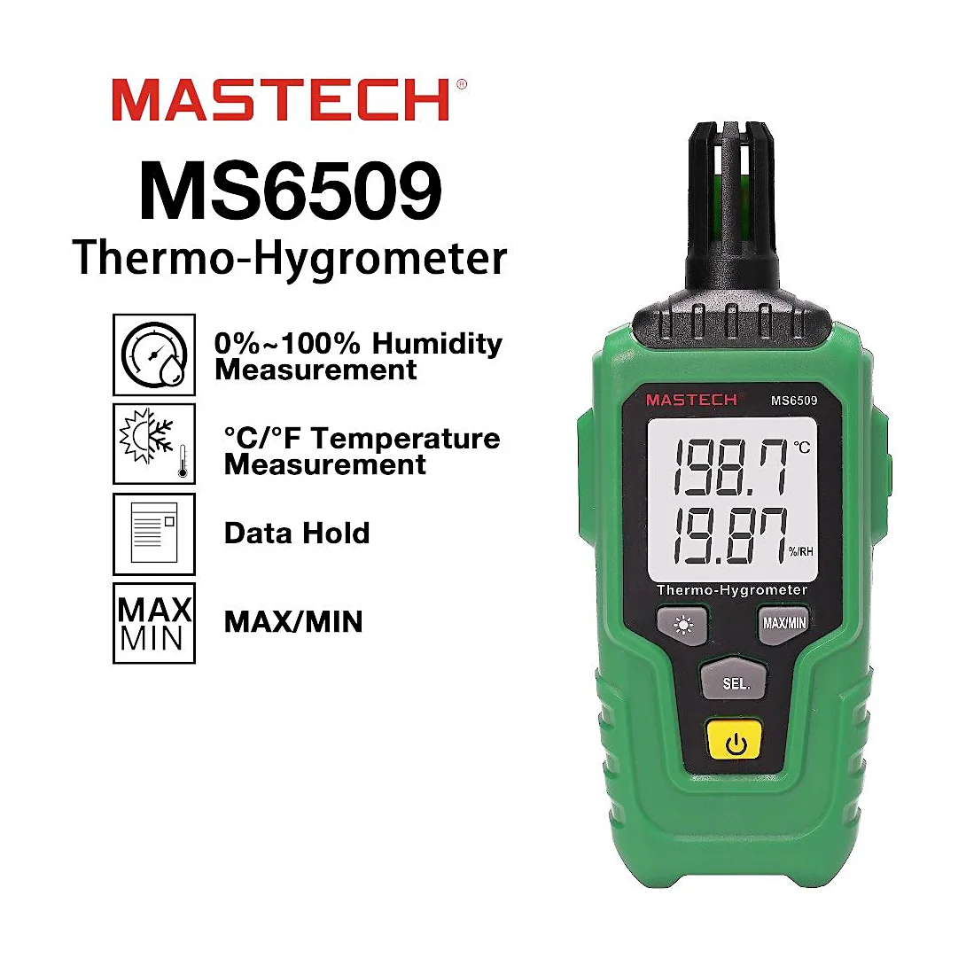 Mastech 0°C to 60°C Digital Thermo-Hygrometer, MS6509
