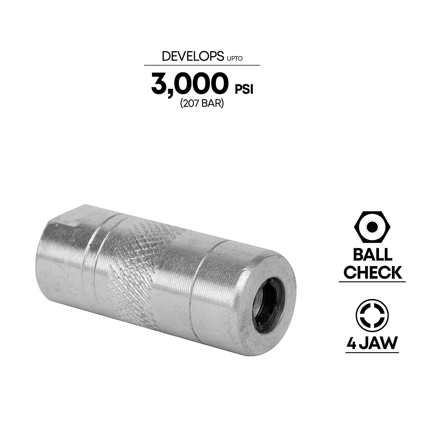 Groz 1/8" BSP Thread 4 Jaw Standard Hydraulic Coupler, HC/11/4/BSP