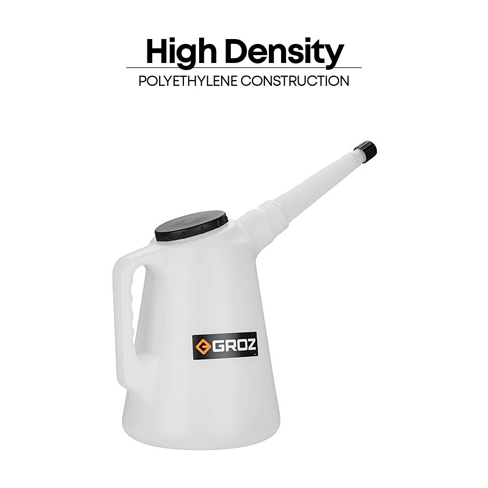 Groz 8 Ltr Plastic Flexible Spout Measure (High Density), MSR/P/F-8