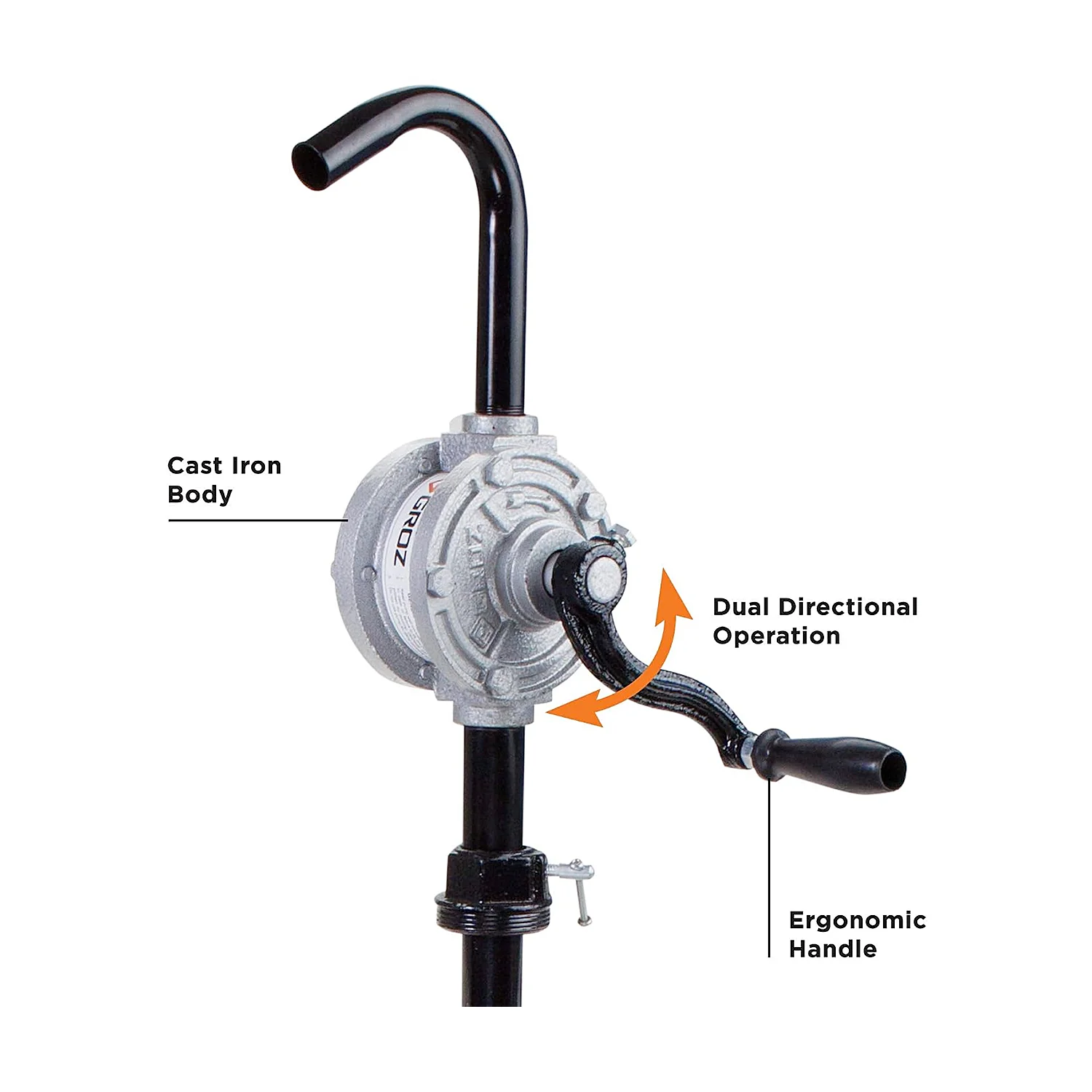 Groz 50 - 210 Ltr Rotary Barrel Pump (V Series), V10