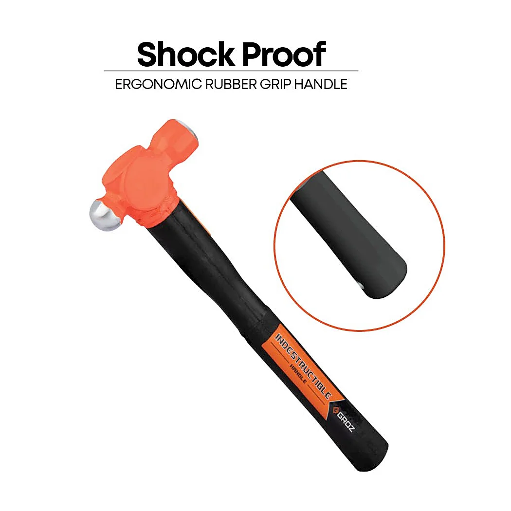 Groz 450 Gms Heavy Duty Ball Pein Hammer with Indestructible Handle, BPID/16/14