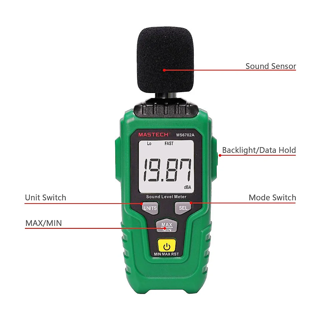 Mastech 35 - 135dB Digital Sound Level Meter, MS6702A