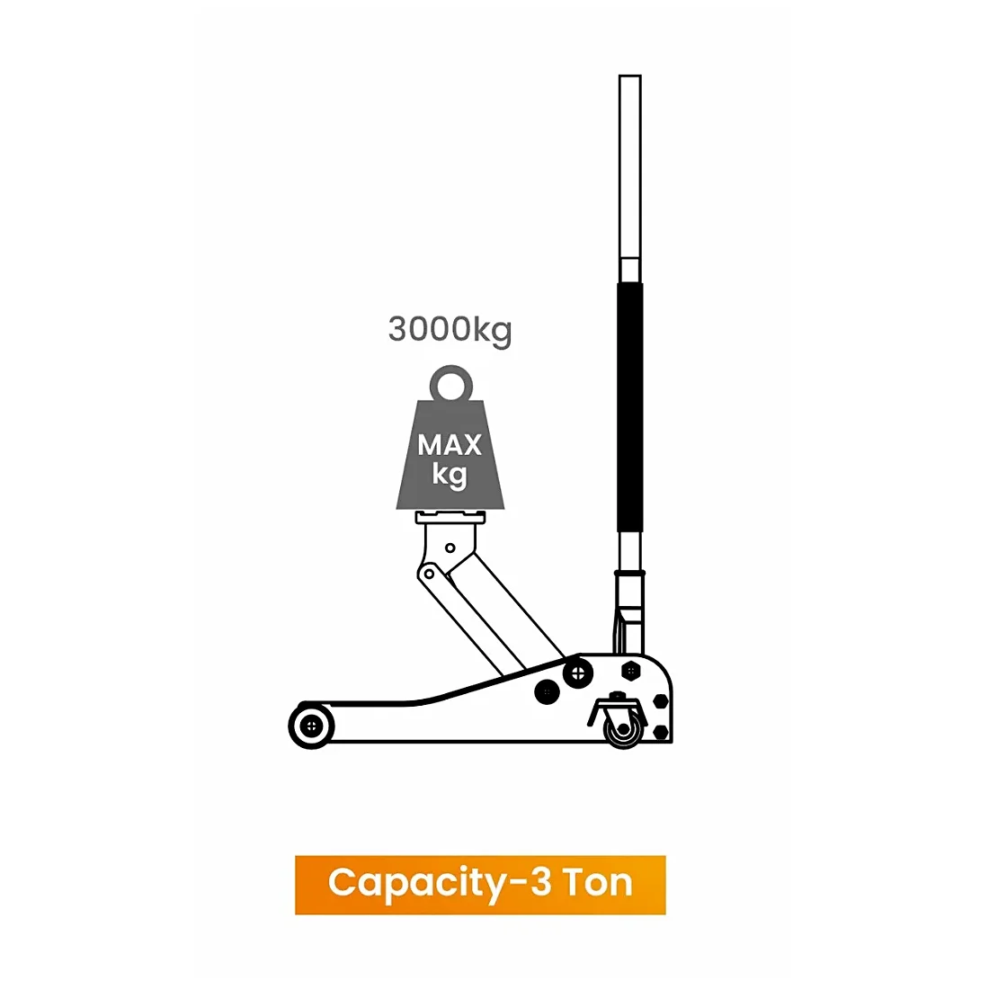 Blackbuddy 3 Ton Hydraulic Floor Jack (Dual-Piston), IBFJ3TR