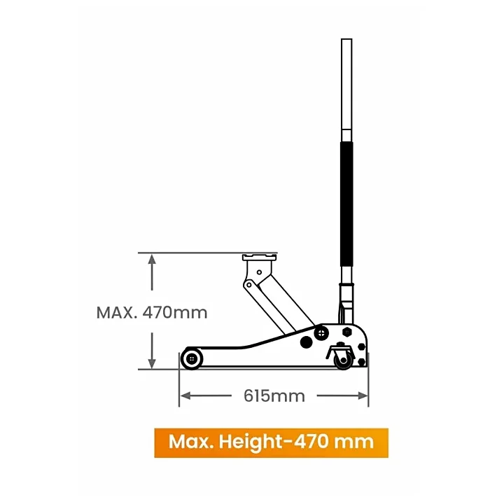 Blackbuddy 3 Ton Hydraulic Floor Jack (Dual-Piston), IBFJ3TR