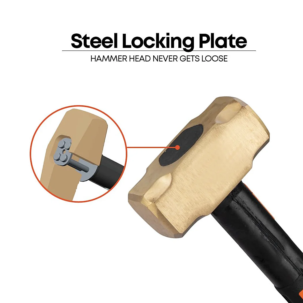 Groz 3600 Gms Brass Head Sledge Hammer With 30 inch Indestructible Handle, SHID/8/30/BR