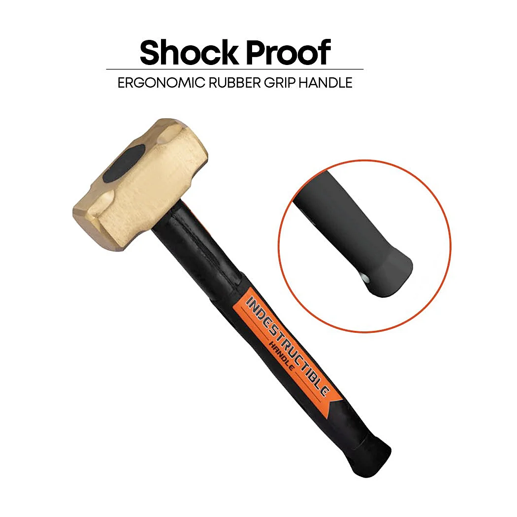 Groz 3600 Gms Brass Head Sledge Hammer With 30 inch Indestructible Handle, SHID/8/30/BR